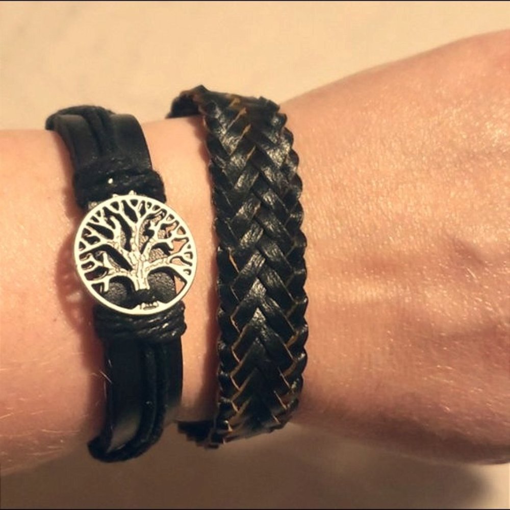 Leather look bracelets - Set of 2